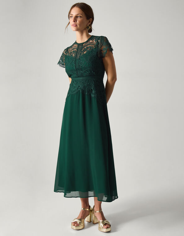 Monica Lace Midi Bridesmaid Dress, Green (GREEN), large