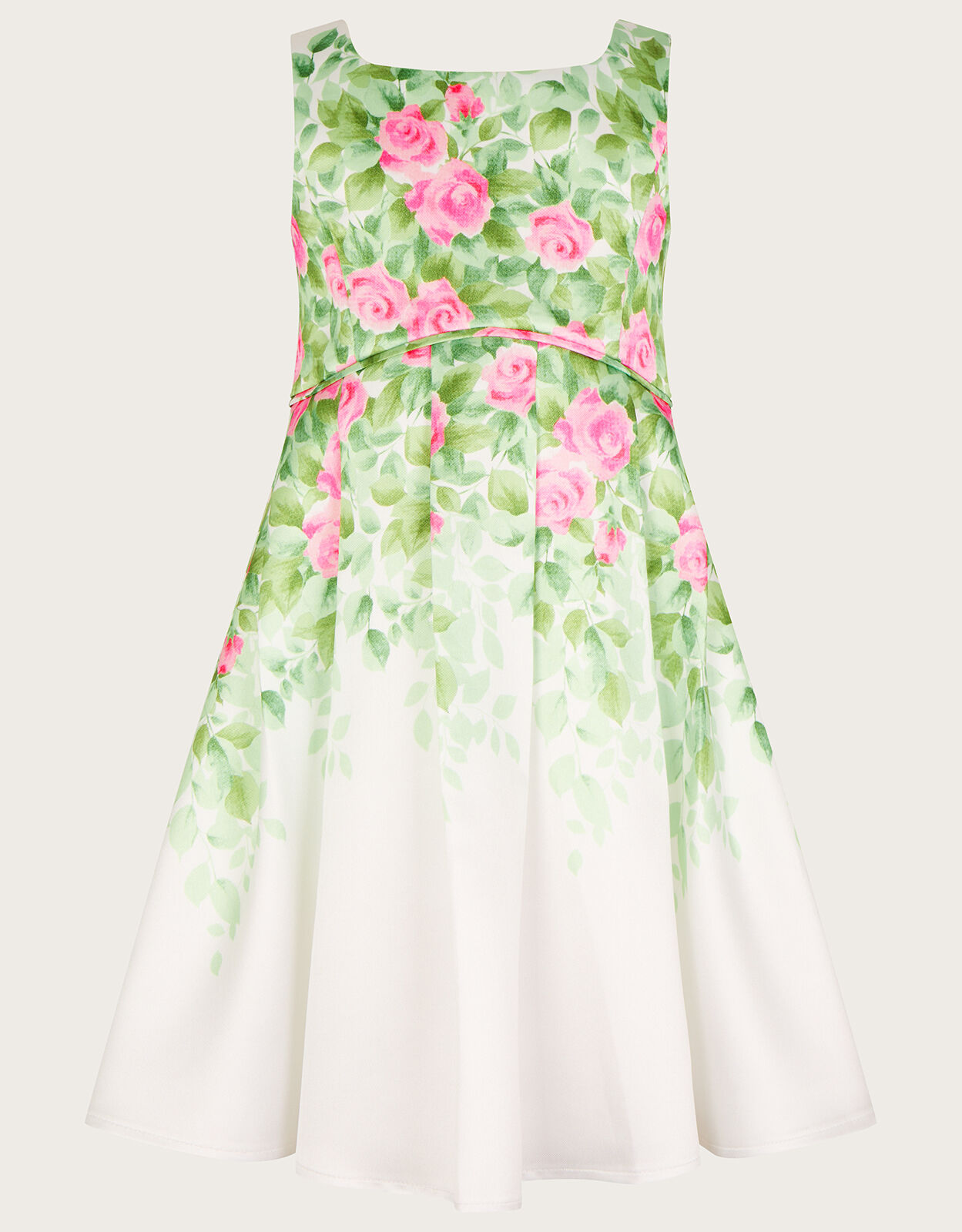 Botanical Print Rose Duchess Dress Ivory Girls Dresses