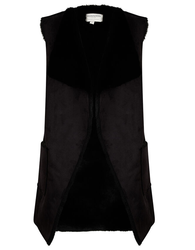 Suki Suedette Waistcoat, Black (BLACK), large