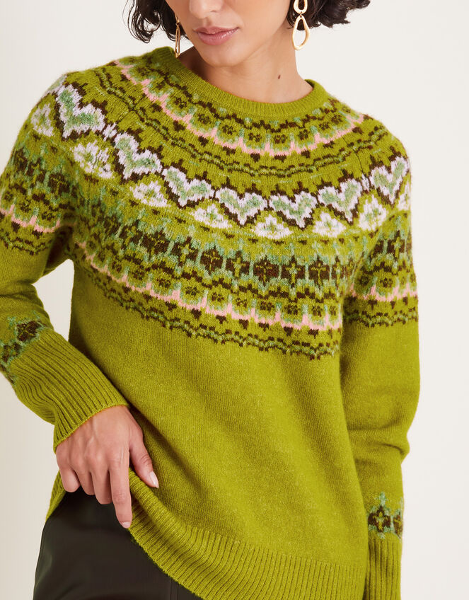 Fern Fair Isle Jumper Green Knitwear Monsoon Global.