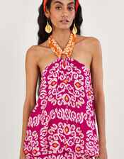 Bandhani Print Halter Ring Cami Top in LENZING™ ECOVERO™ , Pink (PINK), large