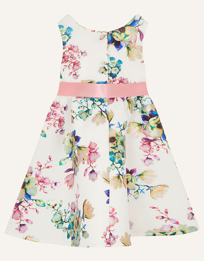 Baby Foil Floral Scuba Dress, Ivory (IVORY), large