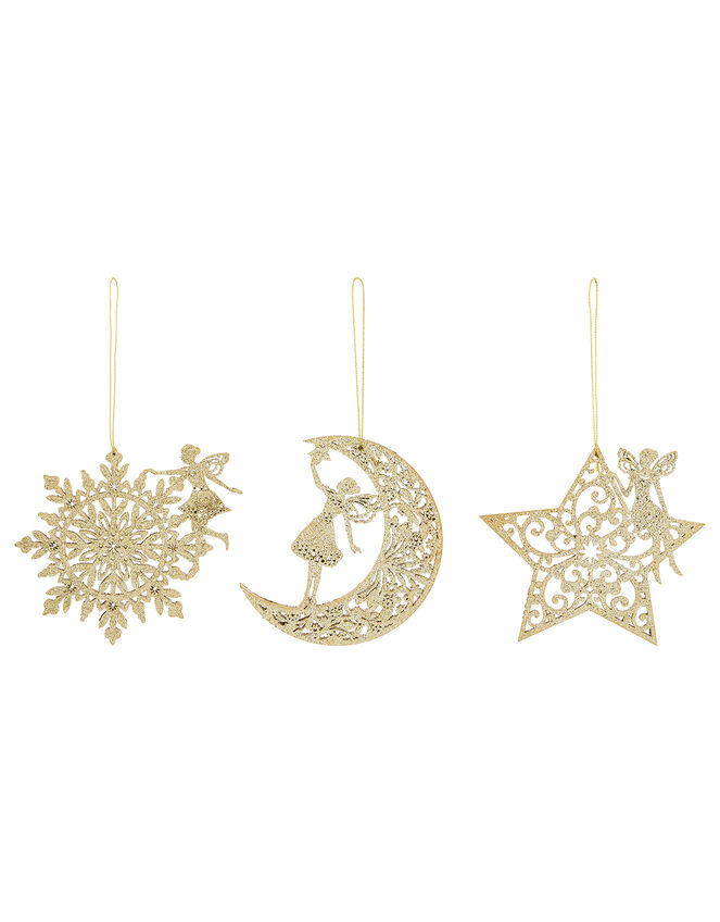 Glitter Fairy Wooden Decoration Multipack, , large