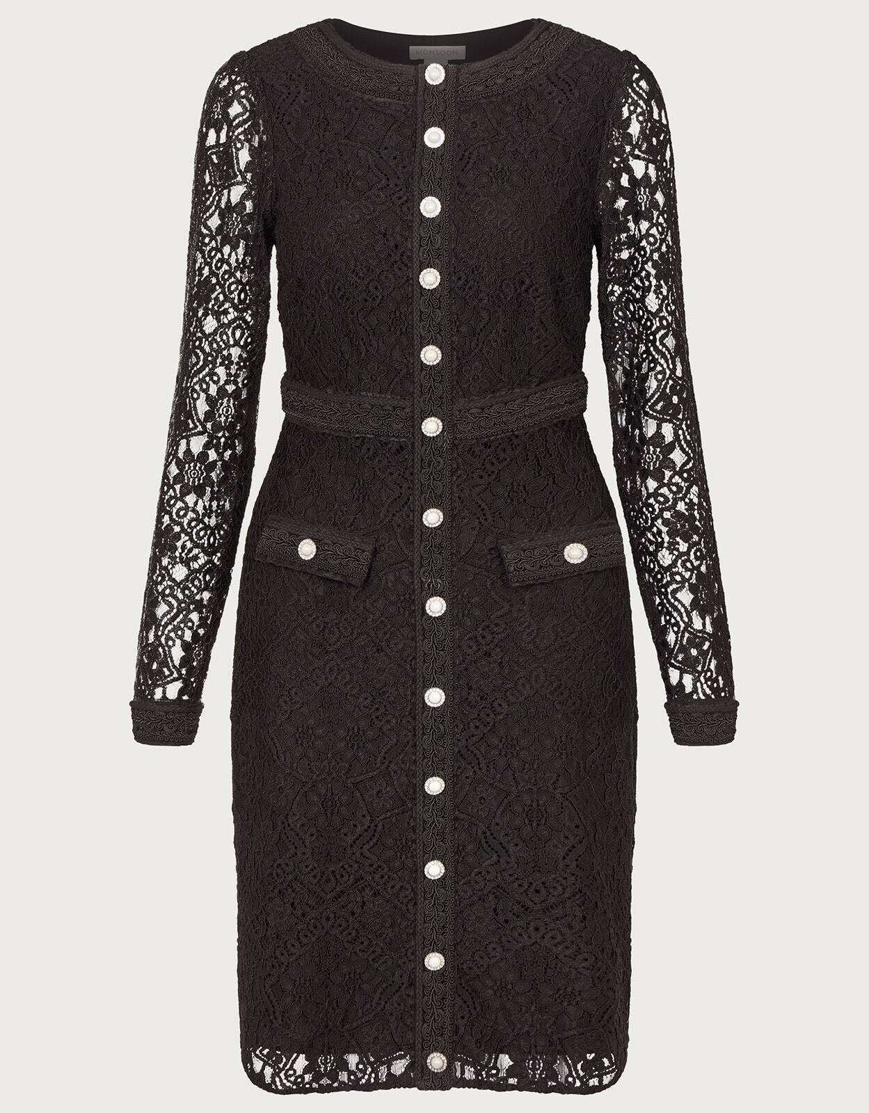 Lillian Lace Shift Dress Black