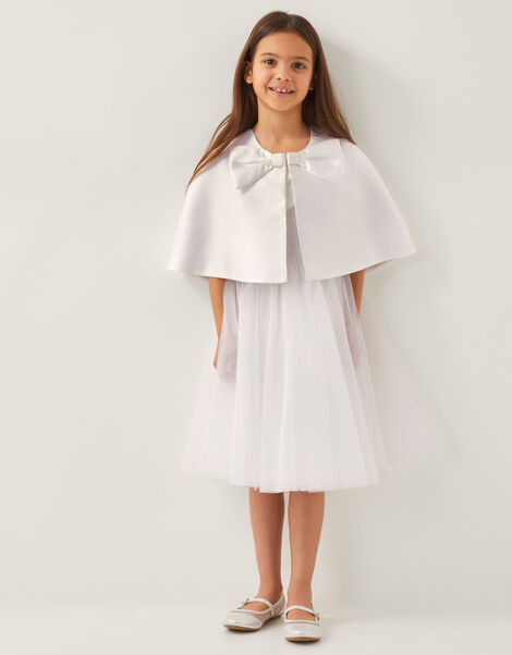 Duchess Bow Twill Cape, Ivory (IVORY), large