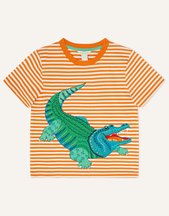 Stripe Crocodile T-Shirt WWF-UK Collaboration, Orange (ORANGE), large