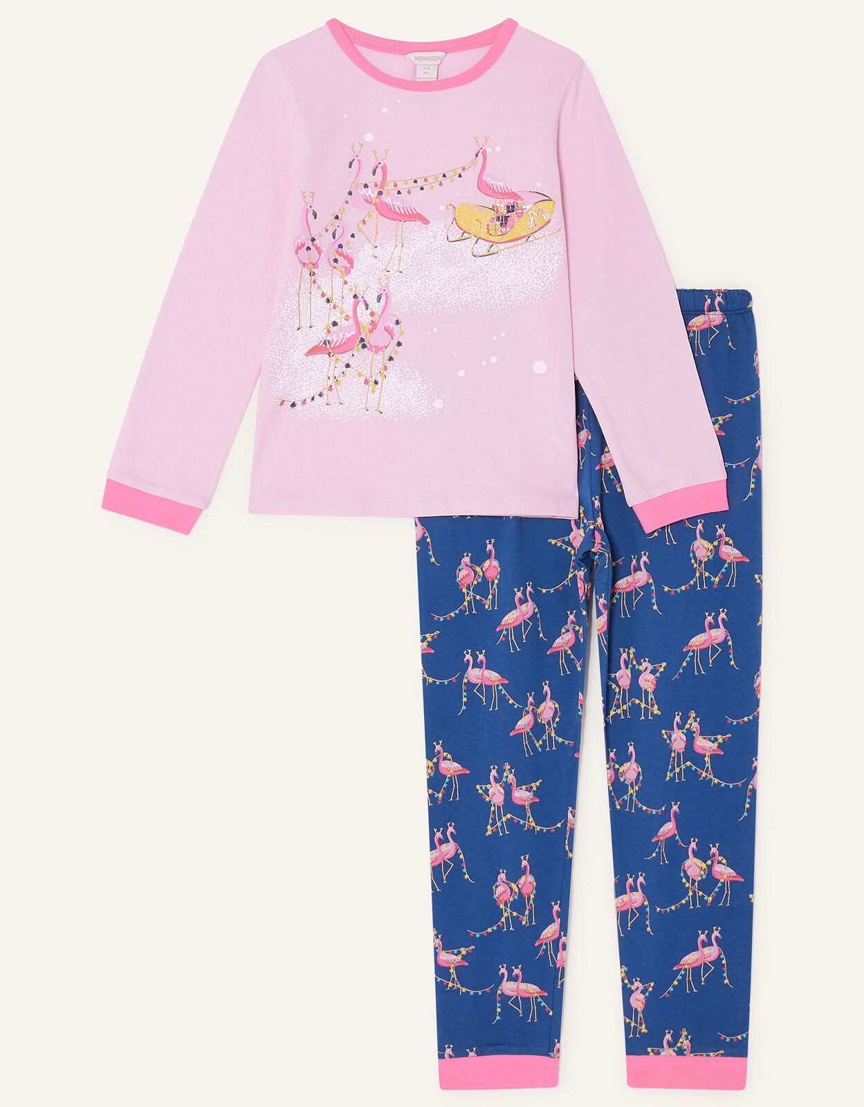 Festive Flamingo Pyjama Set Pink