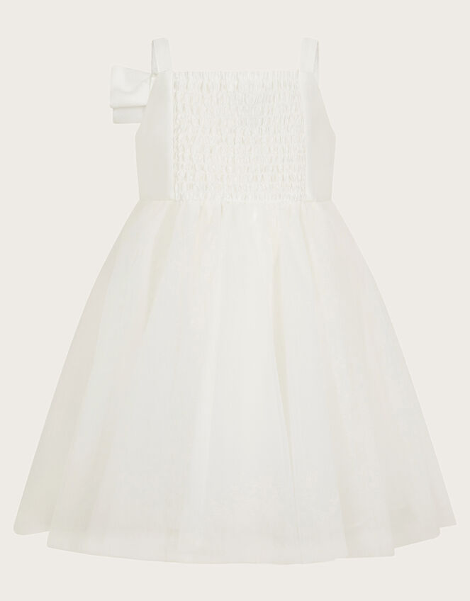 Baby Betty Bow Twill Dress, Ivory (IVORY), large