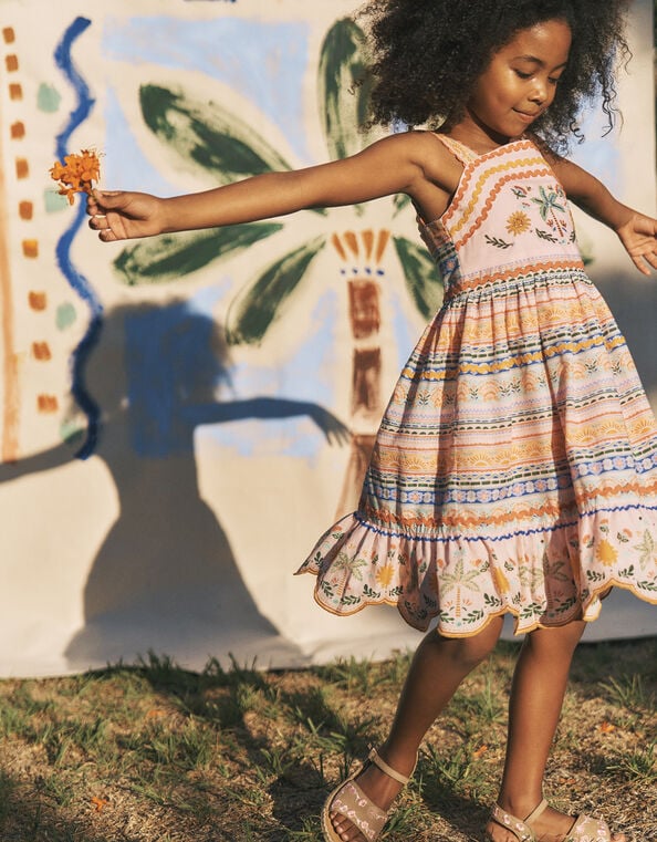 Monsoon x Charlie Taylor Print Tiered Dress, Ivory (IVORY), large