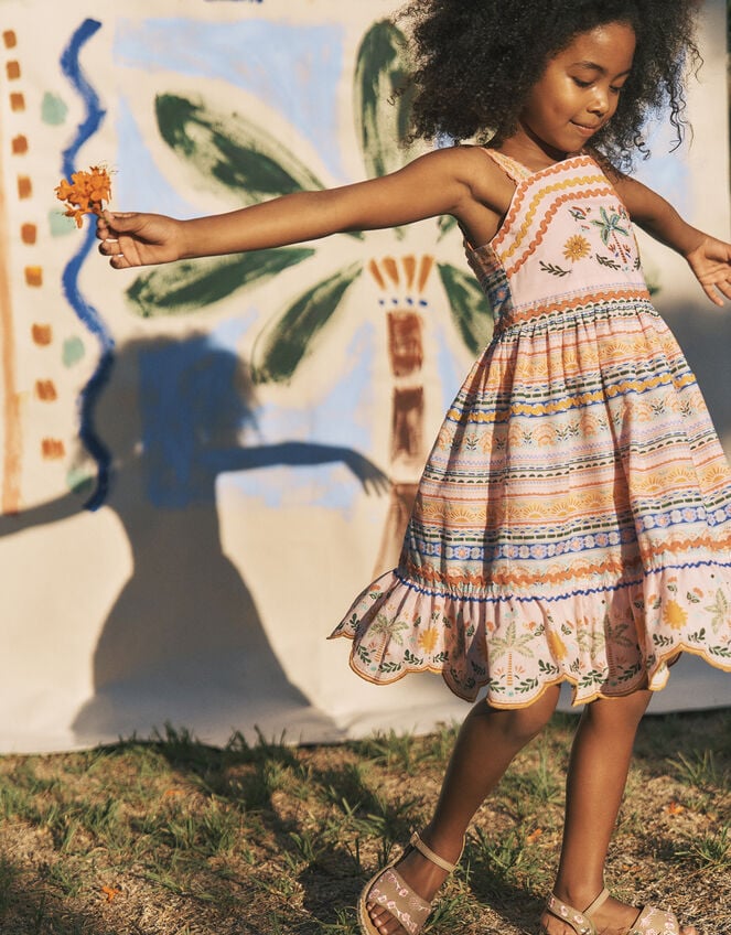 Monsoon x Charlie Taylor Print Tiered Dress, Ivory (IVORY), large