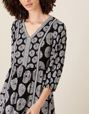ARTISAN STUDIO Ella Circle Print Dress, Black (BLACK), large