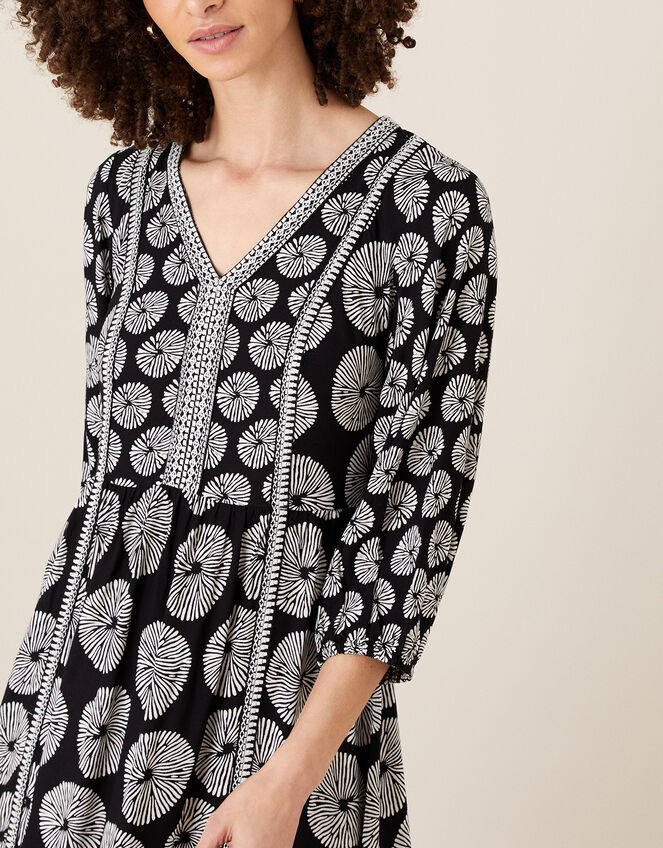 ARTISAN STUDIO Ella Circle Print Dress, Black (BLACK), large