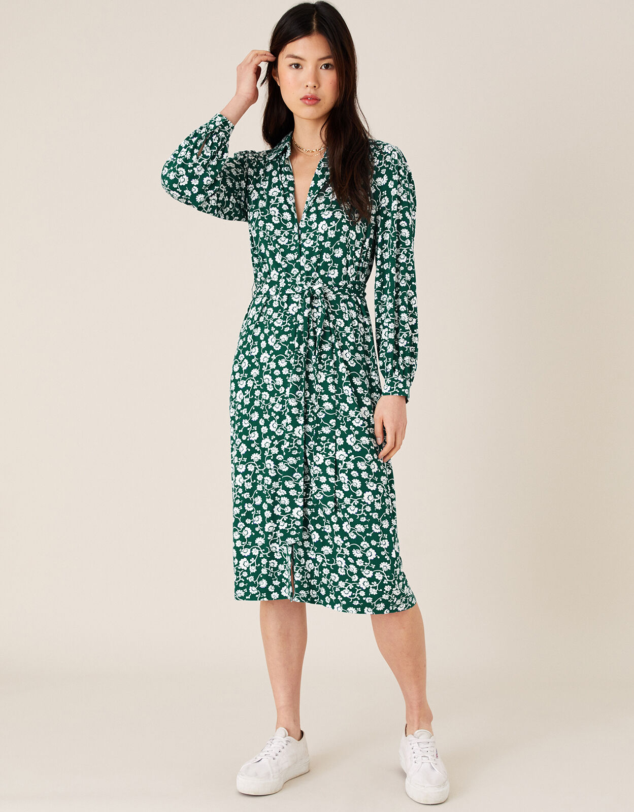 Monsoon green floral dress store
