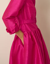 Poppy Belted Midi Shirt Dress, Pink (PINK), large