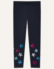 Sequin Star Leggings, Blue (NAVY), large