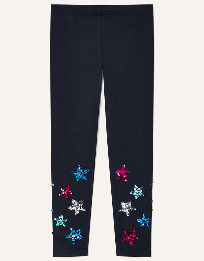 Sequin Star Leggings, Blue (NAVY), large