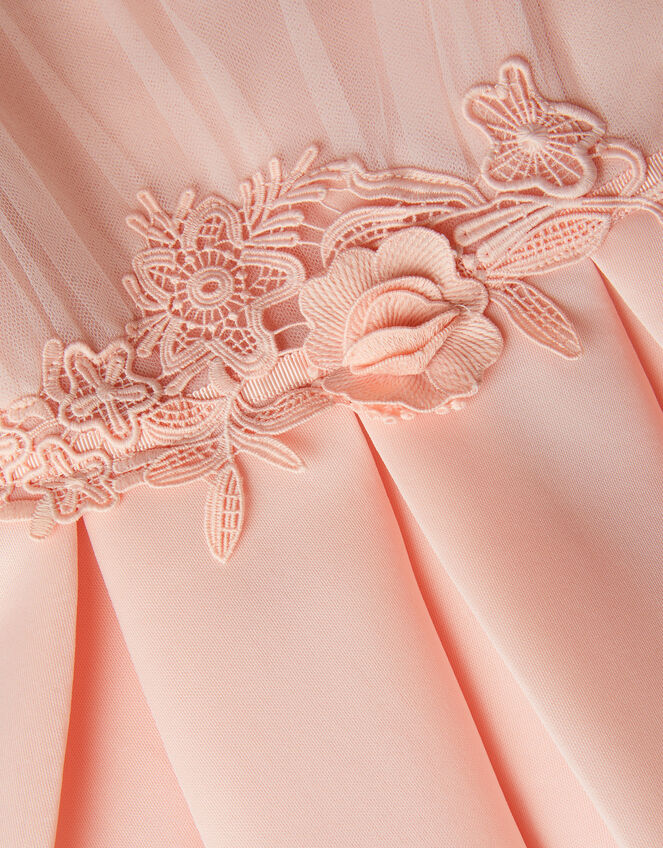 Chiffon Sleeve Floral Embroidered Dress, Pink (PINK), large