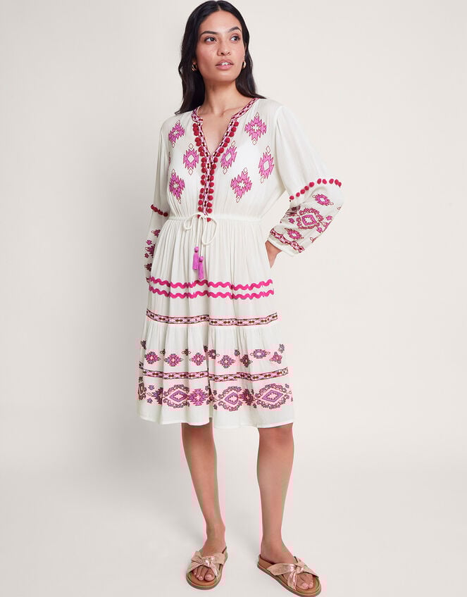 Catia Embroidered Kaftan, White (WHITE), large