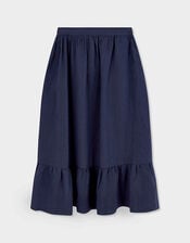 East Liza Midi Linen Skirt, Blue (NAVY), large