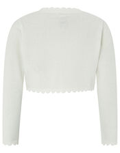 Baby Niamh Cropped Sparkle Knitted Cardigan, Ivory (IVORY), large