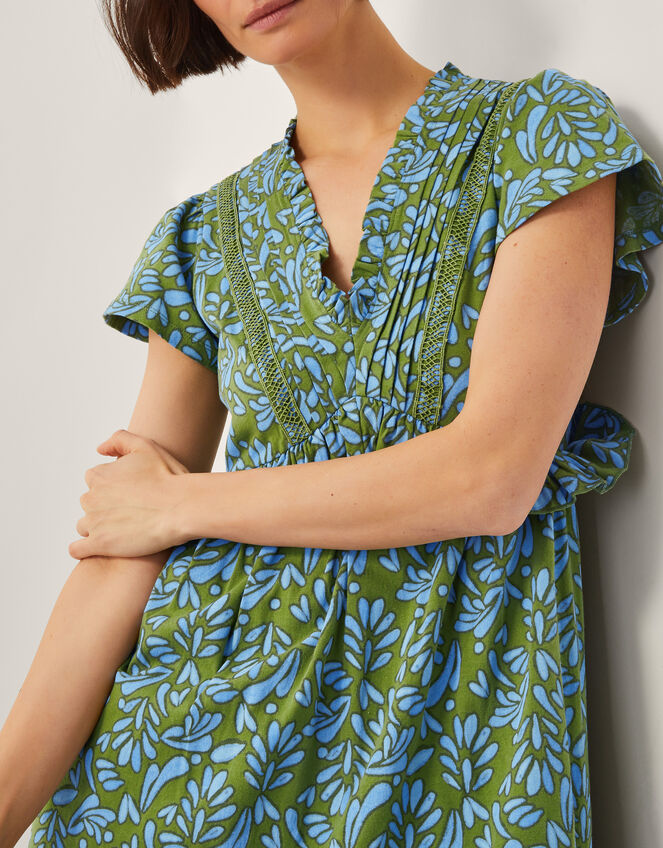 Bryony Print Jersey Midi Dress, Green (GREEN), large
