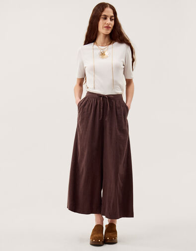 Maisie Linen Blend Cropped Wide Leg Pants, Brown (CHOCOLATE), large