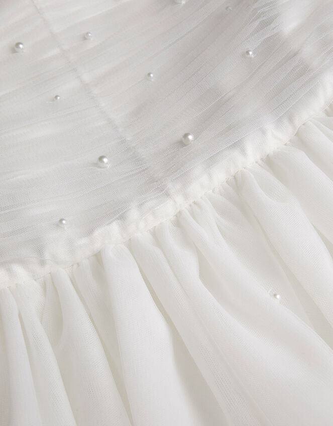 Olivia Pearl Ruched Tulle Dress, Ivory (IVORY), large