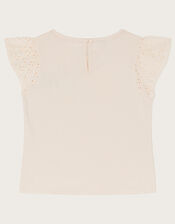 Floral Pocket Broderie T-Shirt, Ivory (IVORY), large