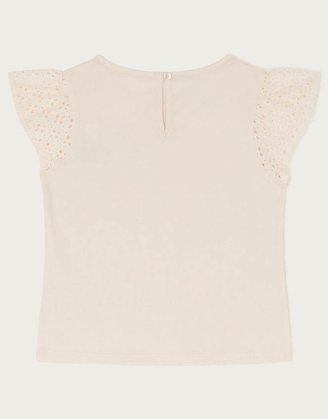 Floral Pocket Broderie T-Shirt, Ivory (IVORY), large