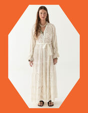 Maison Hotel Lilibet Broderie Maxi Dress, White (OFF WHITE), large