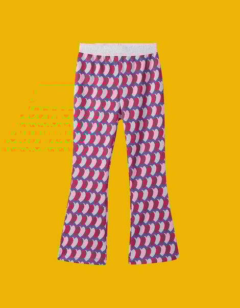 Hatley Graphic Heart Flare Trousers, Pink (PINK), large