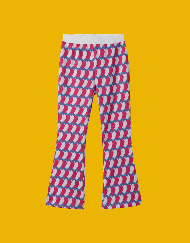 Hatley Graphic Heart Flare Trousers, Pink (PINK), large