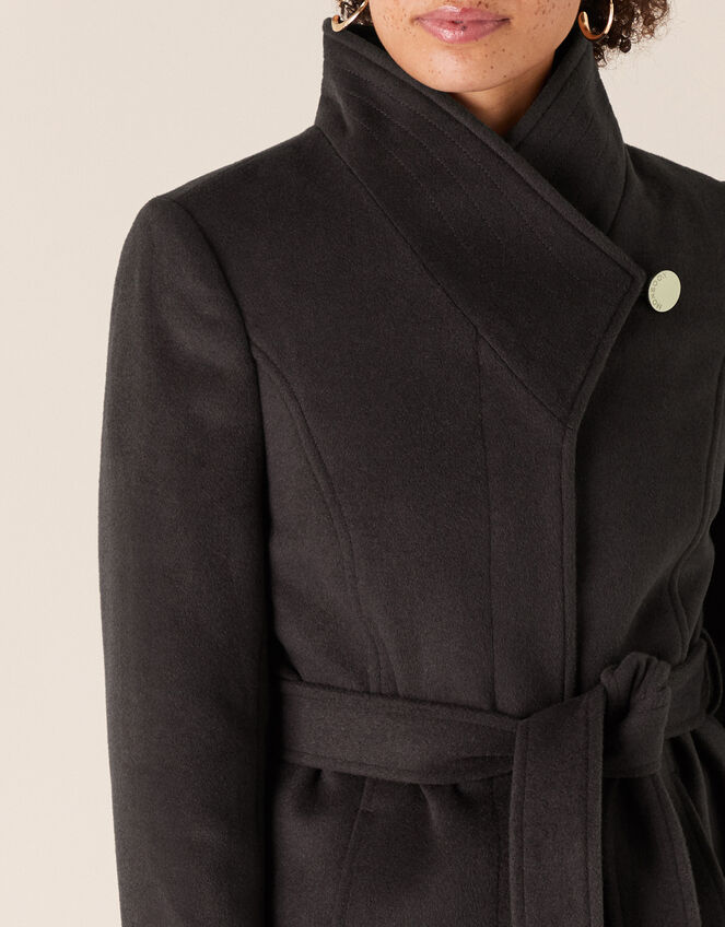 Remmie Short Belted Coat, Grey (CHARCOAL), large