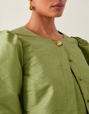 Mya Puff-Sleeve Jacket, Green (KHAKI), large