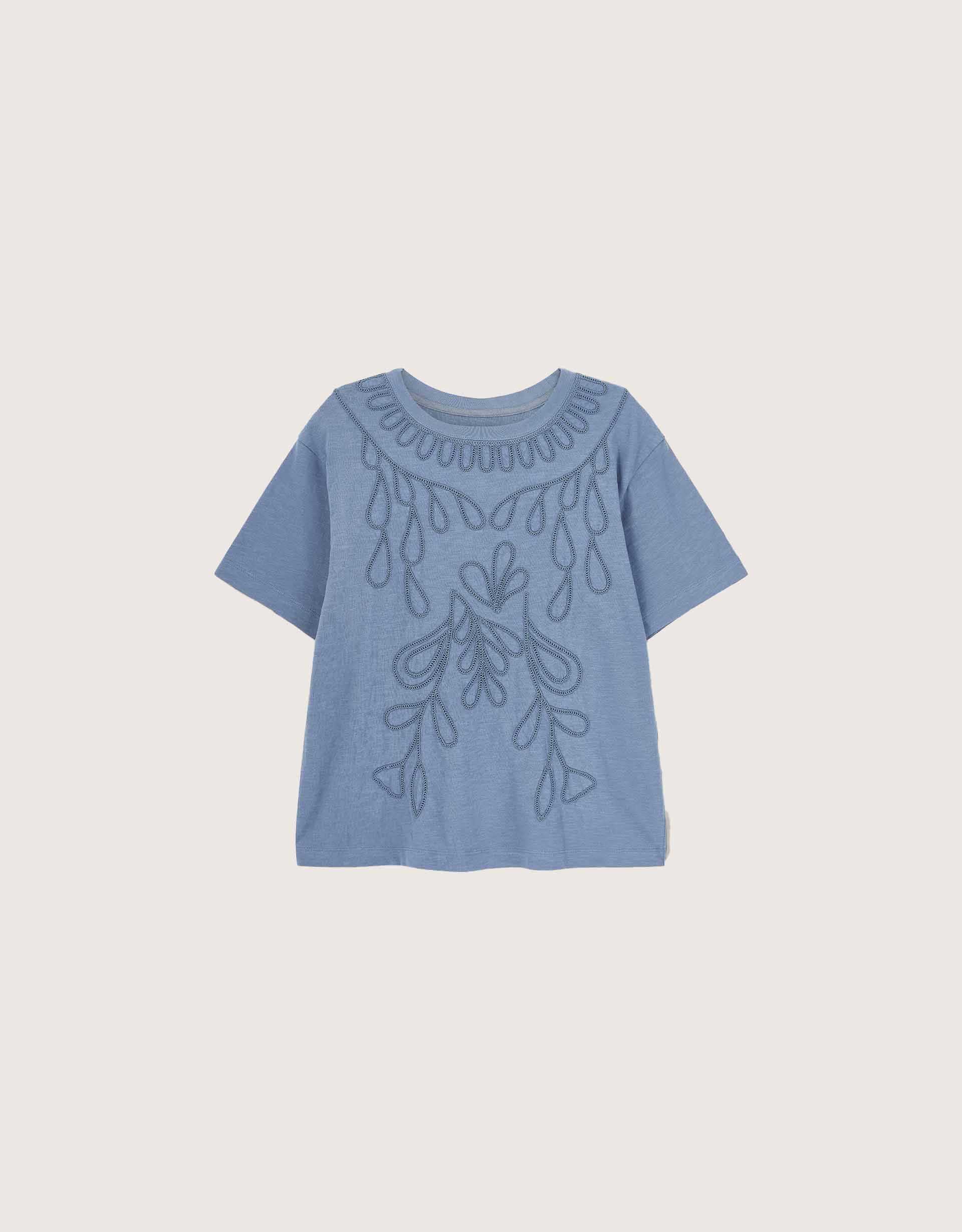 East Florence Floral Embroidered T-shirt, Blue (BLUE), large