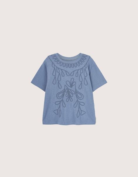 East Florence Floral Embroidered T-shirt, Blue (BLUE), large