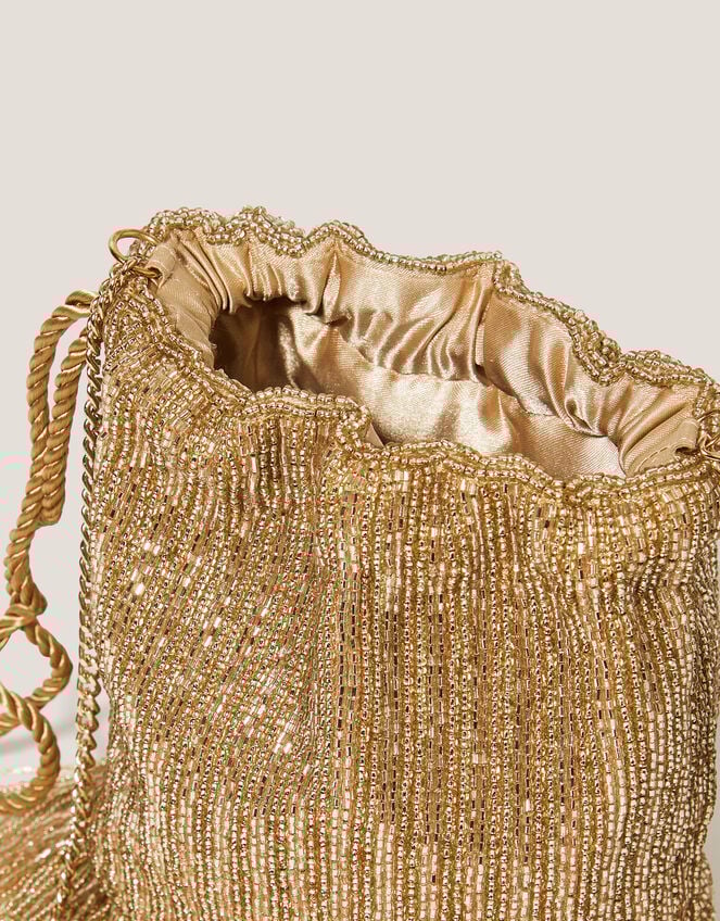 Zena Bead Tassel Bucket Bag, , large