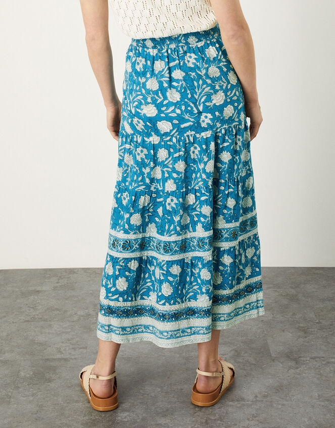 ARTISAN STUDIO Woodblock Print Skirt Blue