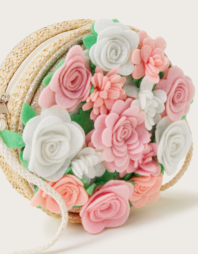 Felt Flower Round Bag, , large