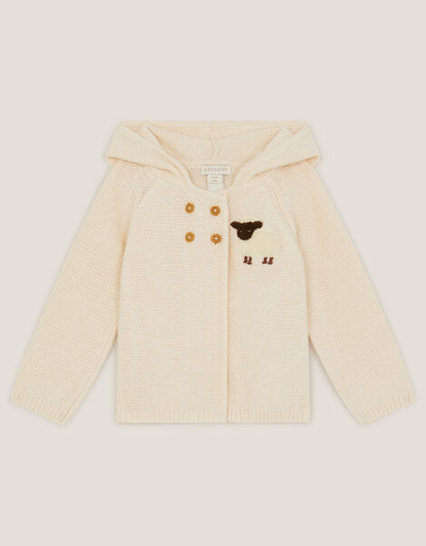 Newborn Sheep Knit Cardigan, Cream (CREAM), large