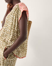 Elma Sleeveless Print Top, Green (KHAKI), large