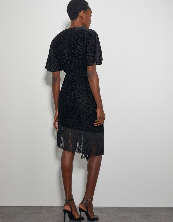 Dana Devore Leopard Print Wrap Dress, Black (BLACK), large