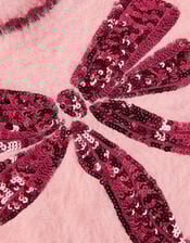 Sequin Bow Fuzzy Jumper, Pink (PINK), large