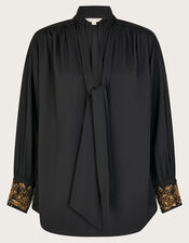 Ann Pussybow Embellished Blouse , Black (BLACK), large