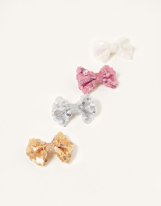 Sequin Bow Hair Clip Set, , large