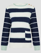 Sutton Stripe Jumper, Blue (NAVY), large