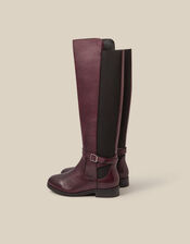 Milly Leather Knee High Boots , Red (BURGUNDY), large