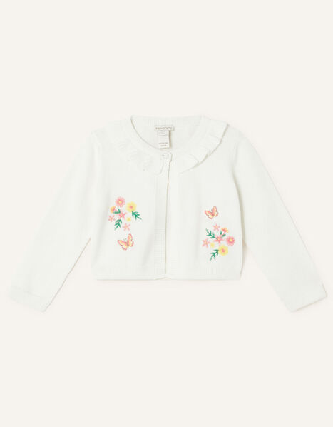 Baby Floral Embroidered Cardigan Ivory, Ivory (IVORY), large