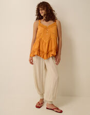Nixie Broderie Frill Cami Top, Orange (ORANGE), large