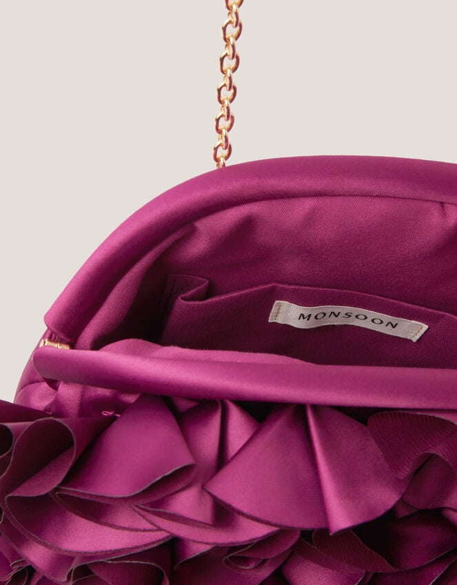 Mindy Corsage Satin Clutch Bag, , large